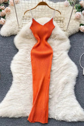 Robe sexy en tricot élastique slim avec hanches